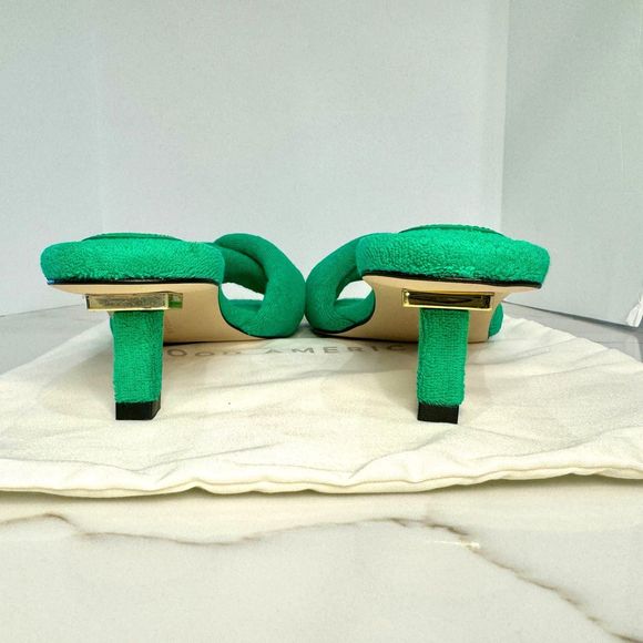 Good American Emerald Green Terry Cloth Kitten Heels - Size 10 - New in Box - Picture 7 of 11